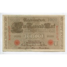 ALEMANIA 1910 1000 MARCOS SELLO ROJO SERIE N BILLETE EN MUY BUEN ESTADO